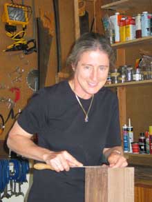 Picture of Mandy Kotzman doing woodwork